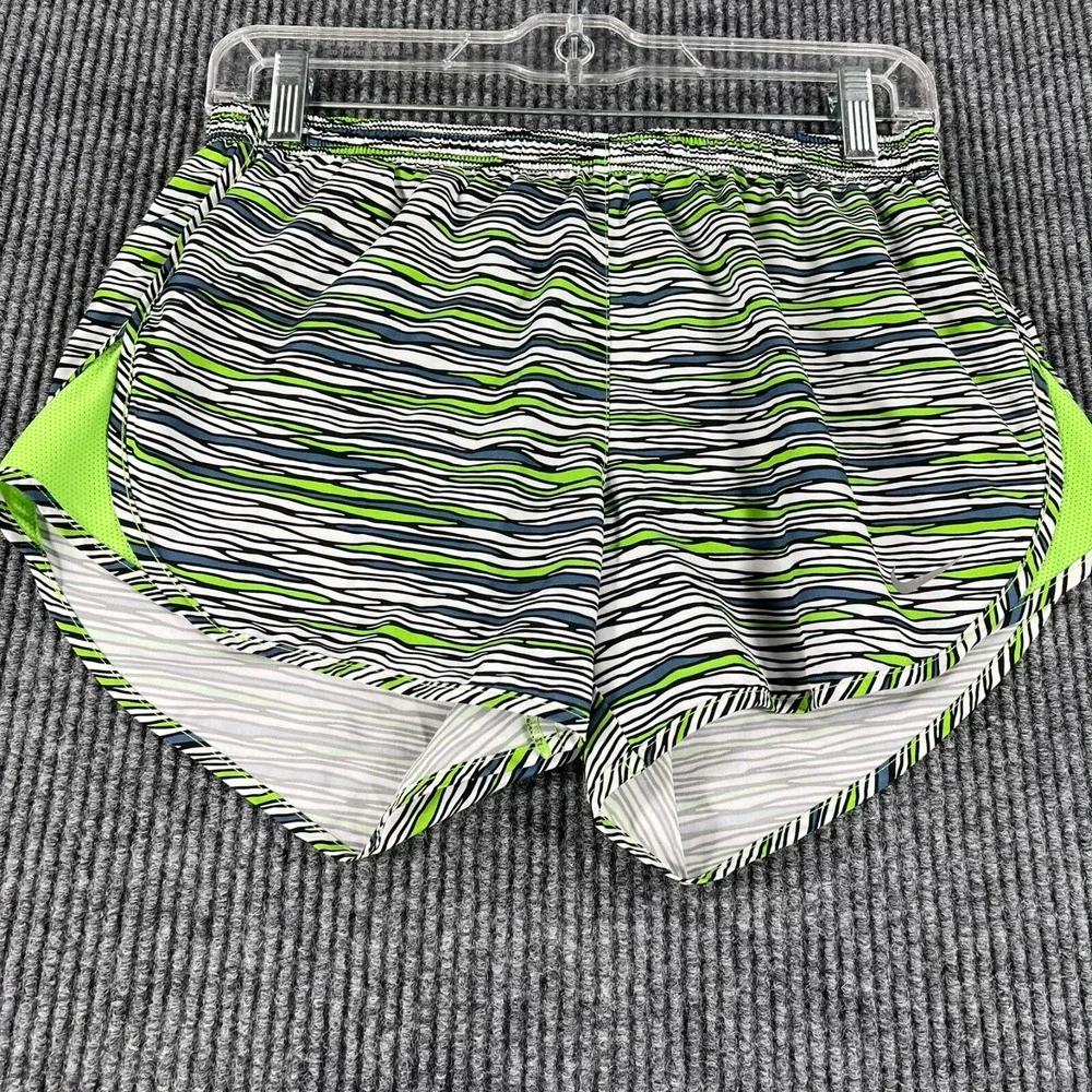 Nike Shorts Dri-Fit Womens Size Small Green Striped Lined Athletic Activewear